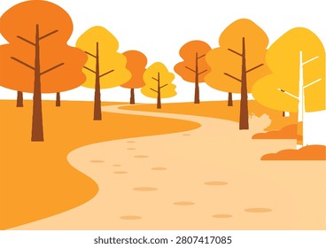 Autumn forest landscape with orange and yellow trees