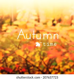 Autumn forest landscape, outdoor blurred vector background