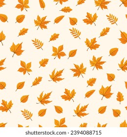 Autumn forest leaves seamless pattern.