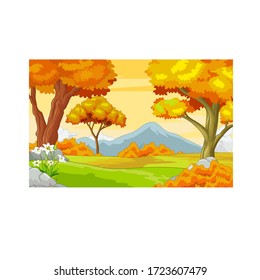 Autumn Forest With Mountain Background