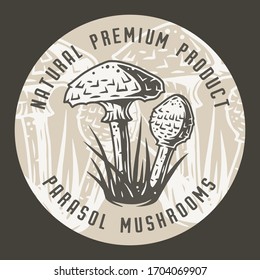 Autumn forest parasol mushroom picking, vegetarian menu