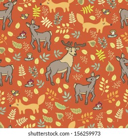 Autumn forest pattern. Print on fabric, wrapping paper, wallpaper, and other print and web projects.