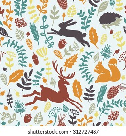 Autumn Forest pattern.  Seamless pattern for fabric, paper and other printing and web projects.