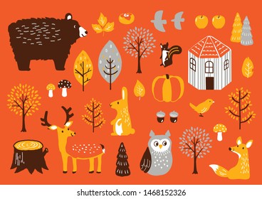 autumn forest pattern  vector illustration