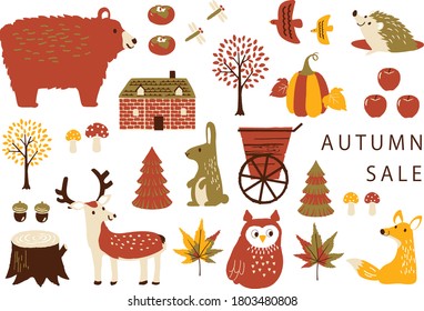 autumn forest pattern  vector illustration