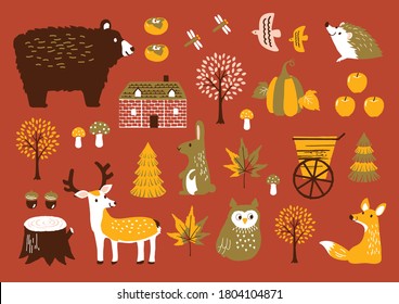 autumn forest pattern  vector illustration