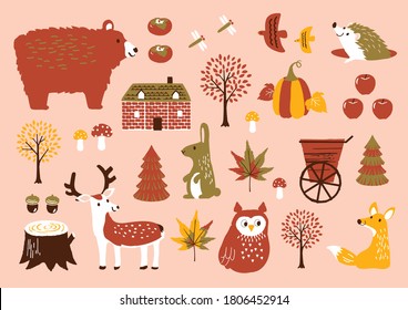autumn forest pattern  vector illustration