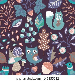 Autumn forest seamless pattern