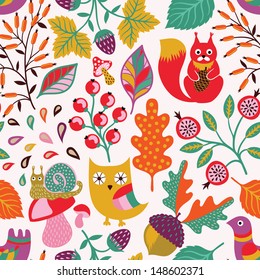 Autumn forest seamless pattern