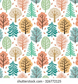 Autumn forest seamless pattern