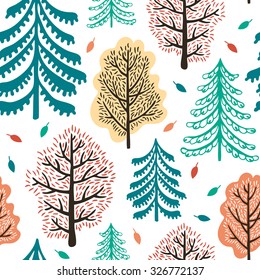 Autumn forest seamless pattern