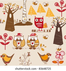 autumn forest seamless pattern