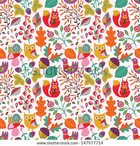 Autumn forest seamless pattern