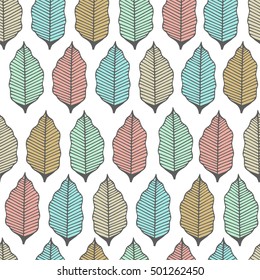Autumn forest seamless pattern. Hand drawing.