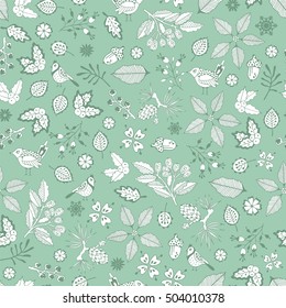 Autumn forest seamless pattern. Hand drawing.