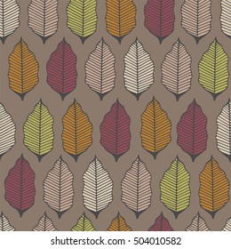 Autumn forest seamless pattern. Hand drawing.