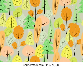 Autumn forest  seamless pattern vector illustration 