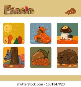 Autumn forest set 2. Vector Illustration