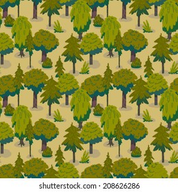 Autumn forest trees. Vector seamless pattern.