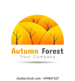 Autumn forest. Volume Logo Colorful 3d Vector Design Corporate identity
