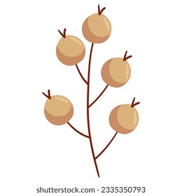 Autumn forest white berry on twig illustration. 