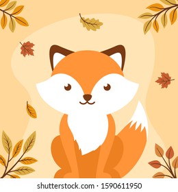 autumn fox in simple flat style vector