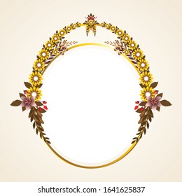 Autumn frame. Beautiful Floral vector golden geometric frame with autumn flowers, leaves and branches, isolated on white background. Autumn Frame Wedding Invitations with classic style and elegant.