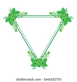 Autumn frame. Beautiful Floral vector Green geometric frame with autumn flowers, leaves and branches, isolated on white background. Autumn Frame Wedding Invitations with cute style and elegant.