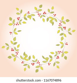 Autumn frame with berries and leaves. Simple, solid and elegant. Vector illustration. Eps 10.