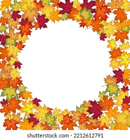 Marco De Otoño Con Hojas De Maple En El Fondo Blanco. Diseño elegante. Ilustración vectorial.