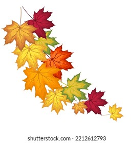 Autumn  Frame With Blowing Maple Leaves  Over White Background. Elegant Design. Vector Illustration.