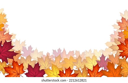 Autumn  Frame With Blowing Maple Leaves  Over White Background. Elegant Design. Vector Illustration.