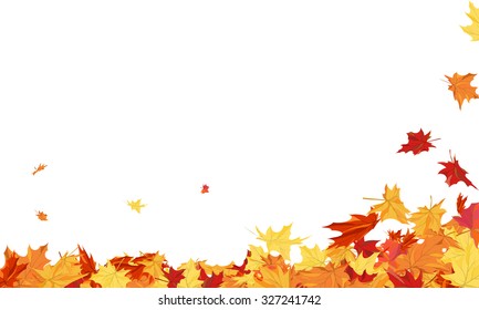 Herbstrahmen mit leuchtenden Ahornblättern auf weißem Hintergrund. Elegantes Design. Vektorgrafik.