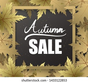 Autumn frame border Banner with hand writing text 