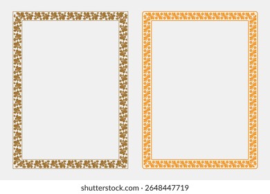 Autumn frame and border template set with warm-toned leaves, floral plant decoration for text box and seasonal graphics