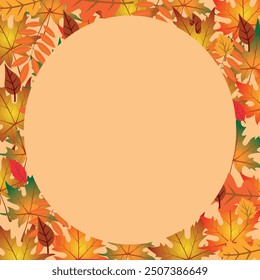 Autumn frame with bright leaves. Vector background.