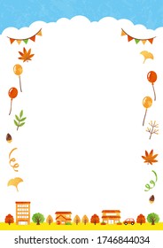 autumn frame with building and tree