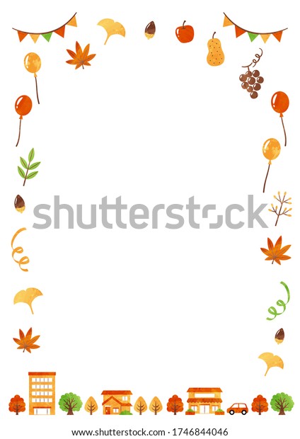 autumn frame with building
and tree