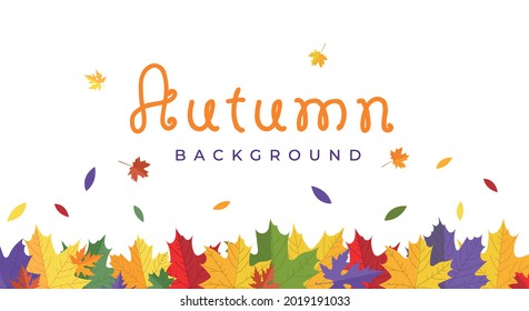 Autumn Frame With Colorful Blowing Maple Leaves Isolated On White Background. Flat Style Vector Illustration. Fall Border Background Design Template For Card, Banner, Poster, Sale, Leaflet, Flyer Etc.