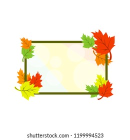 Autumn frame with colorful leaves. Vector illustration.