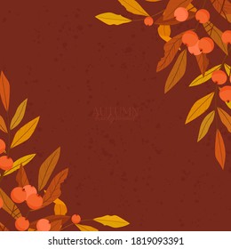 Autumn frame of colorful leaves. Vector illustration.