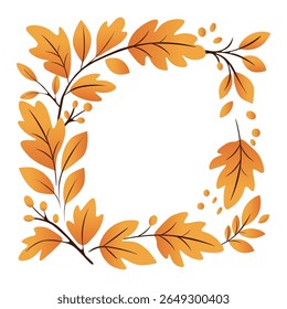 Autumn frame with colorful autumn leaves. Vector decorative border. Vector illustration