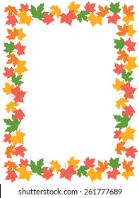 Autumn frame with colorful maple leaves