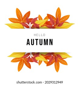Autumn frame with copy space , isolated on white  background for content online or web, banner and template, Simple cartoon flat style. illustration Vector EPS 10