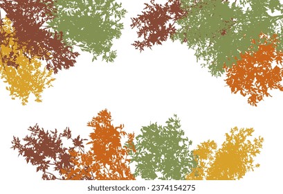 Autumn frame of deciduous branches of trees, silhouette, background. Vector illustration