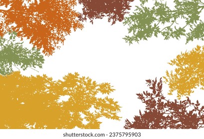 Marco otoñal de ramas caducas de árboles, silueta, fondo. Ilustración del vector