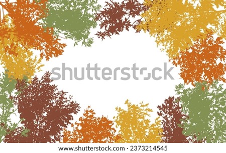 Autumn frame of deciduous branches of trees, silhouette, background. Vector illustration