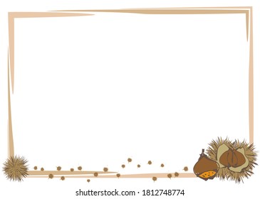 Autumn frame decorated with chestnuts