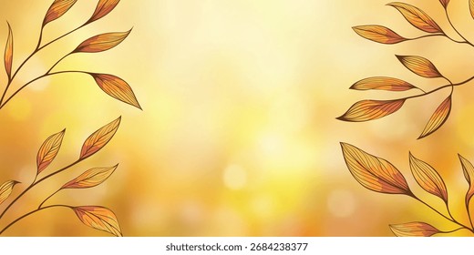 Autumn frame, drawn leaves, vector design