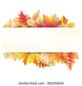Autumn frame with fall leaf. EPS 10 vector file included